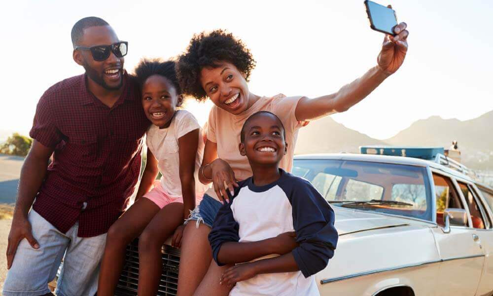 A family ready for a road trip